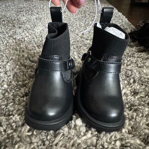 Baby Gap Black Ankle Boots with Knit Cuff